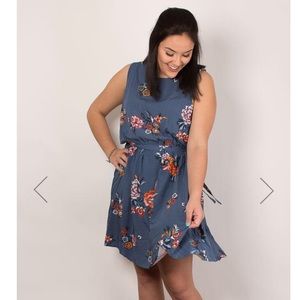 Blue floral tank dress